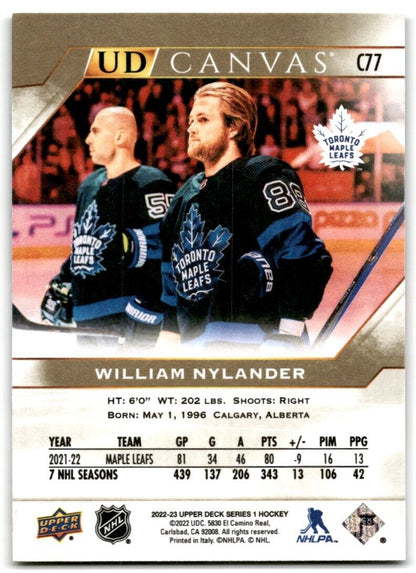 2021-22 Upper Deck UD Canvas William Nylander Toronto Maple Leafs #C77