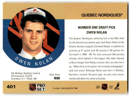 1990-91 Pro Set Owen Nolan Quebec Nordiques #401