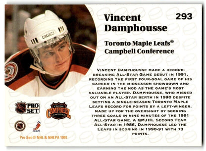 1991-92 Pro Set French Vincent Damphousse Toronto Maple Leafs #293