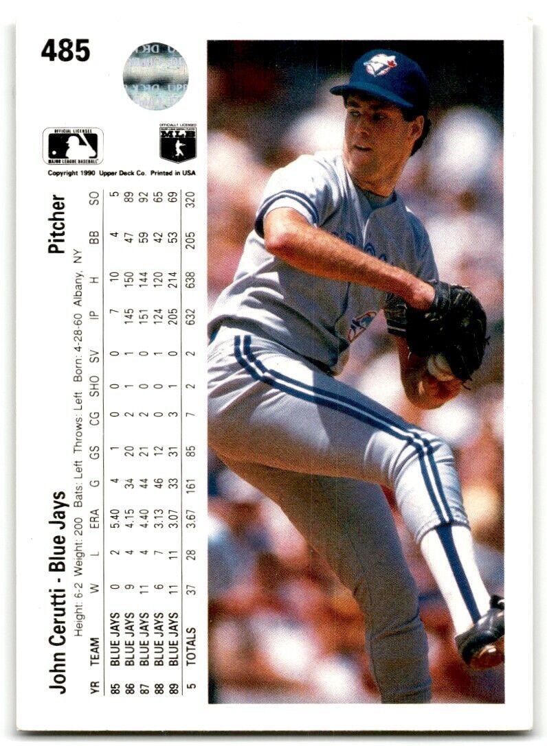 1990 Upper Deck John Cerutti Toronto Blue Jays #485