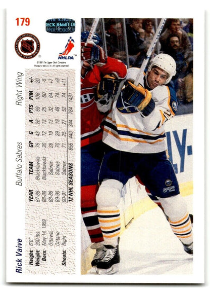 1991-92 Upper Deck Rick Vaive Buffalo Sabres #179