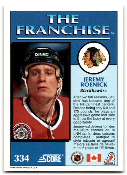 1991-92 Score American Jeremy Roenick Chicago Blackhawks #418