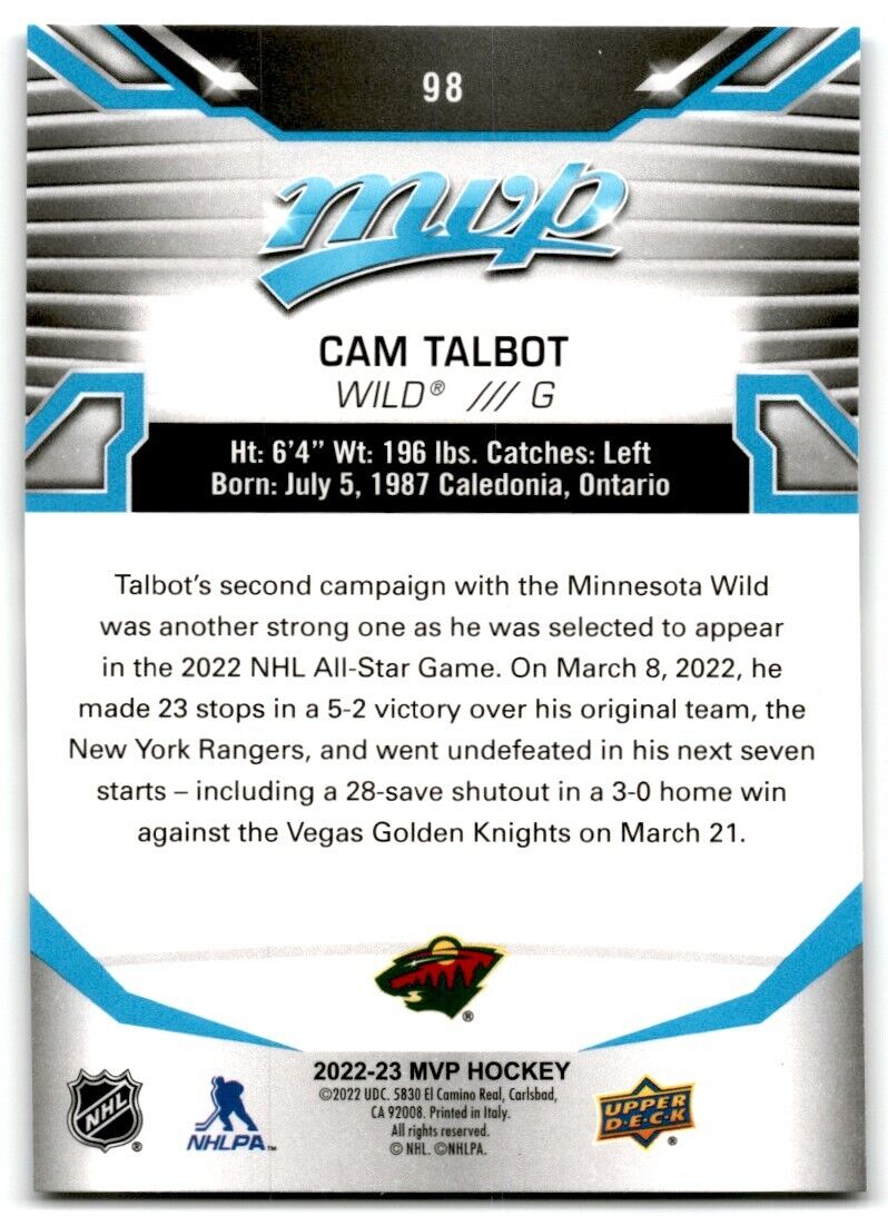 2022-23 Upper Deck MVP Cam Talbot Minnesota Wild #98