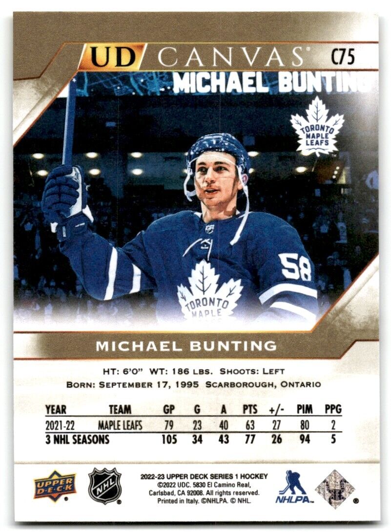 2021-22 Upper Deck UD Canvas Michael Bunting Arizona Coyotes #C75