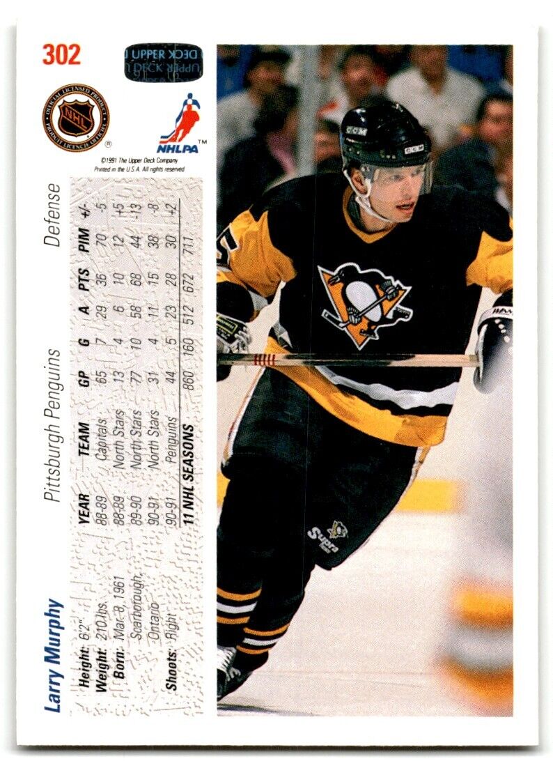 1991-92 Upper Deck Larry Murphy Pittsburgh Penguins #302