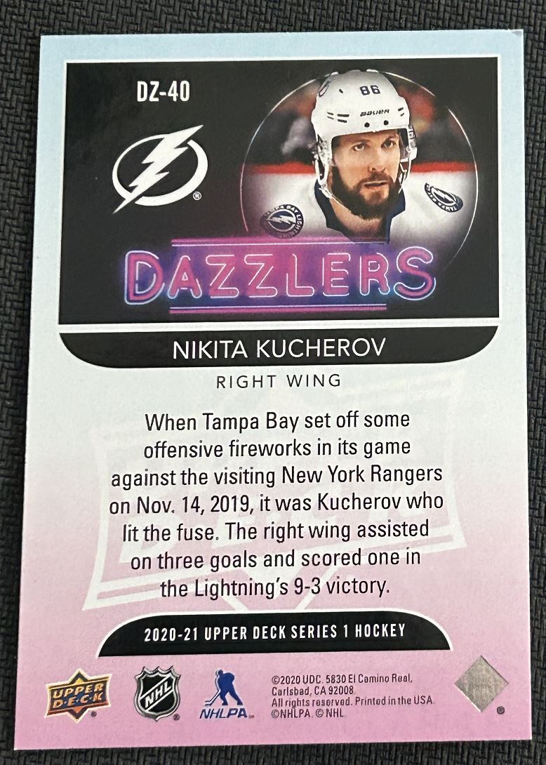 2020-21 Upper Deck Dazzlers Green Nikita Kucherov Tampa Bay Lightning #DZ-40