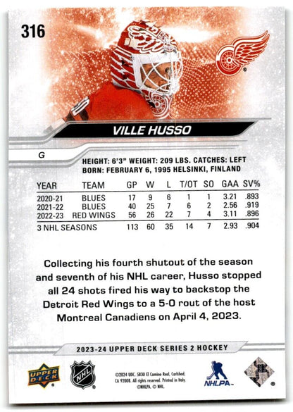 2023-24 Upper Deck Ville Husso Detroit Red Wings #316