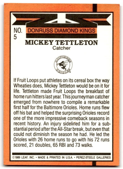 1990 Donruss Diamond Kings Mickey Tettleton Baltimore Orioles #5