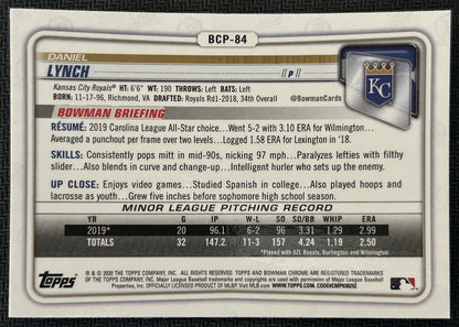 2020 Bowman Chrome Prospects Daniel Lynch Kansas City Royals #BCP-84