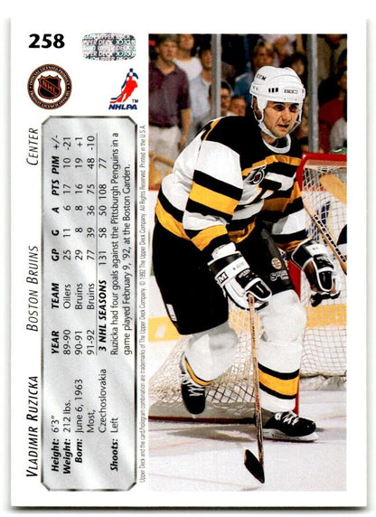 1992-93 Upper Deck Vladimir Ruzicka Boston Bruins #258