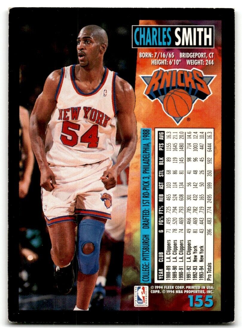 1994-95 Fleer Charles Smith New York Knicks #155