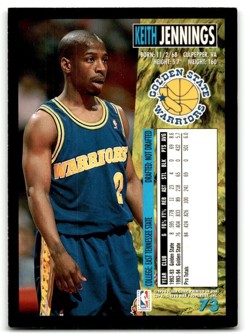 1994-95 Fleer Keith Jennings Golden State Warriors #73