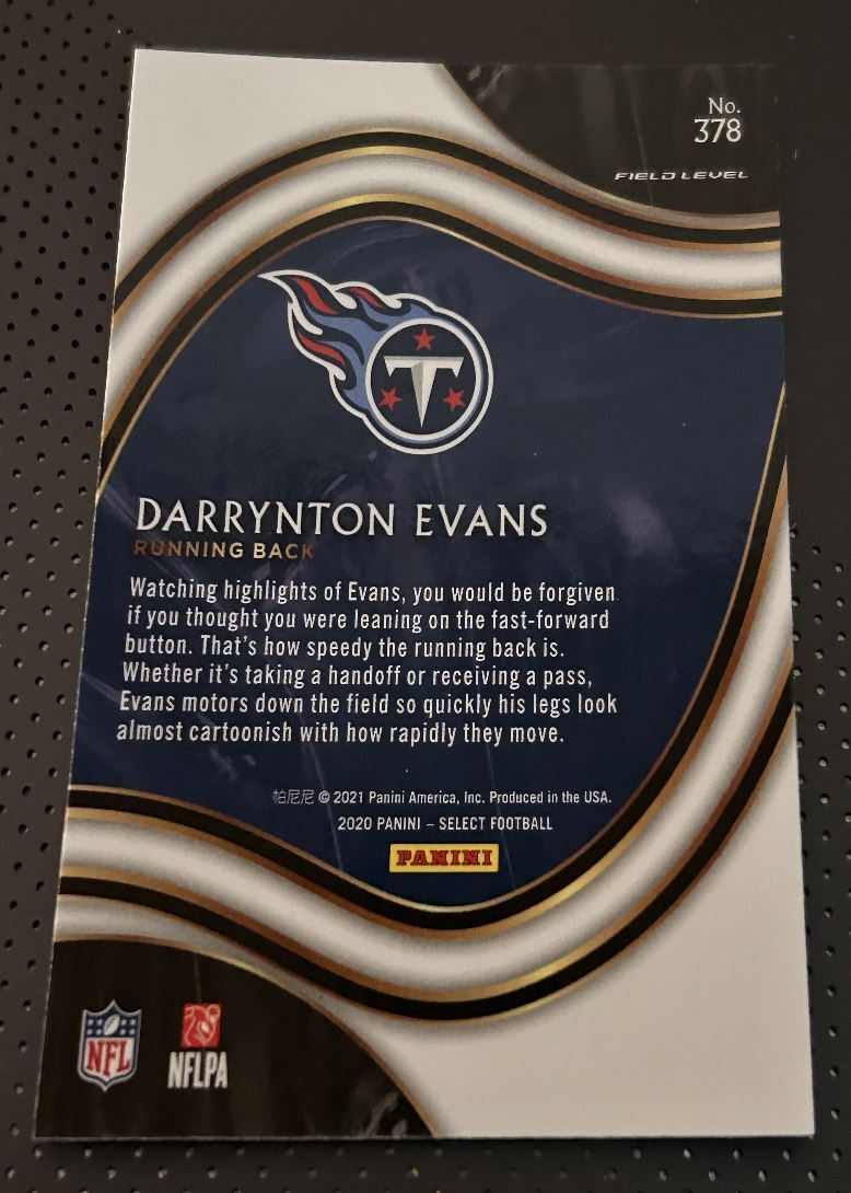 2020 Panini Select Darrynton Evans Rookie Tennessee Titans #378