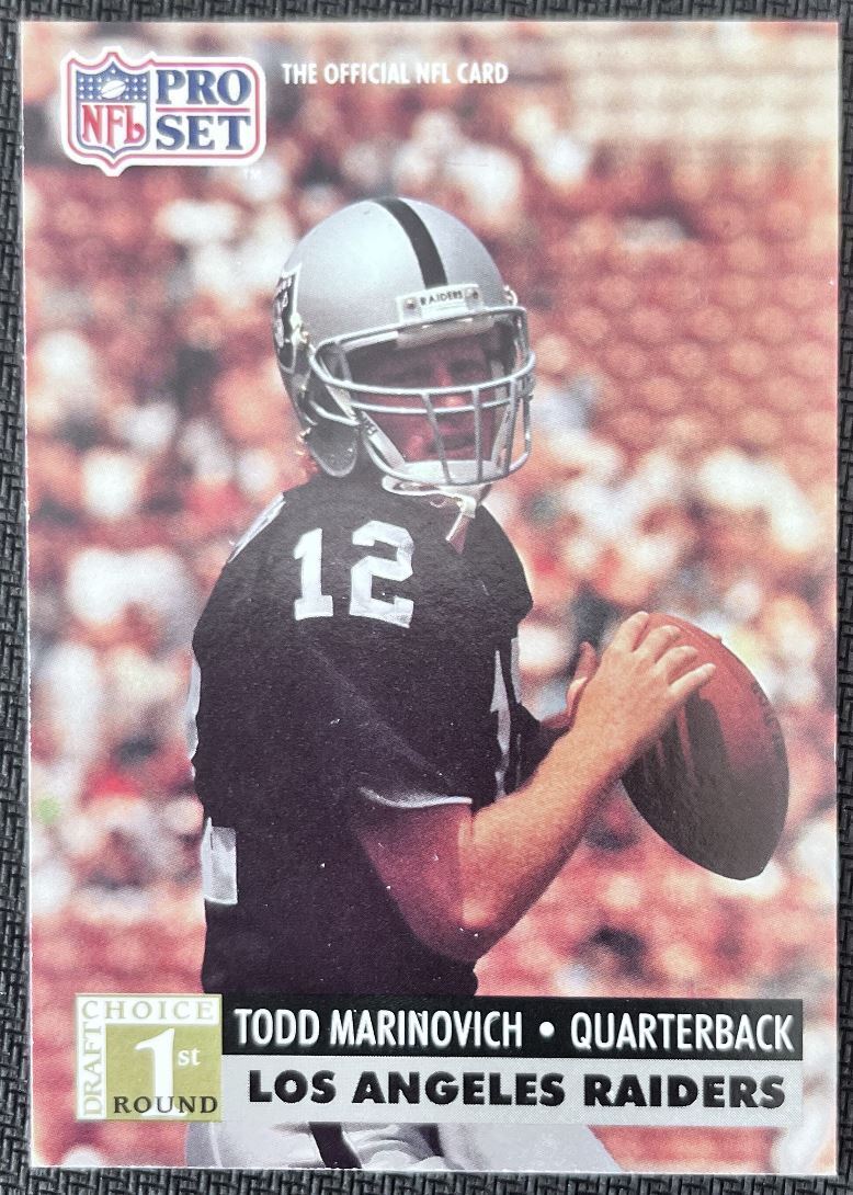 1991 Pro Set Todd Marinovich Rookie Los Angeles Raiders #753