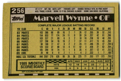 1990 Topps Marvell Wynne Chicago Cubs #256