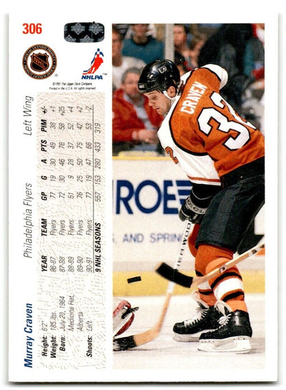 1991-92 Upper Deck Murray Craven Philadelphia Flyers #306