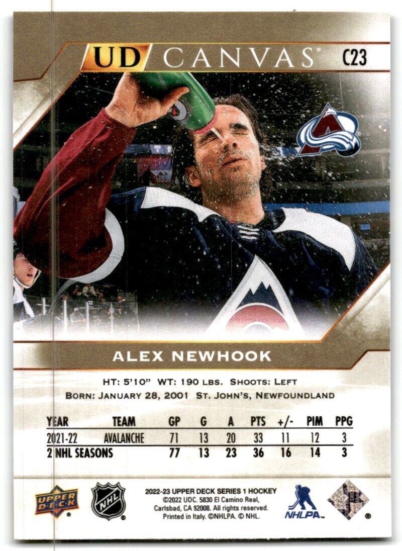 2022-23 Upper Deck Canvas Alex Newhook Colorado Avalanche #C23