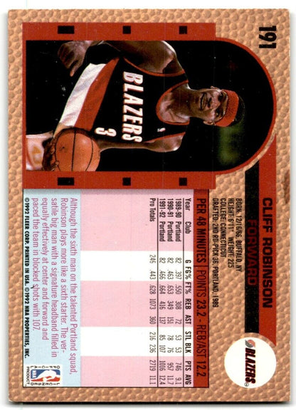 1992-93 Fleer Cliff Robinson Portland Trail Blazers #191