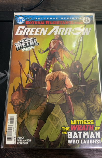 Green Arrow #32 (Dec 2017, DC) 2nd Batman Who Laughs, Dark Nights Metal