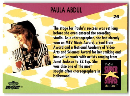 1991-92 ProSet Super Stars MusiCard Paula Abdul #26