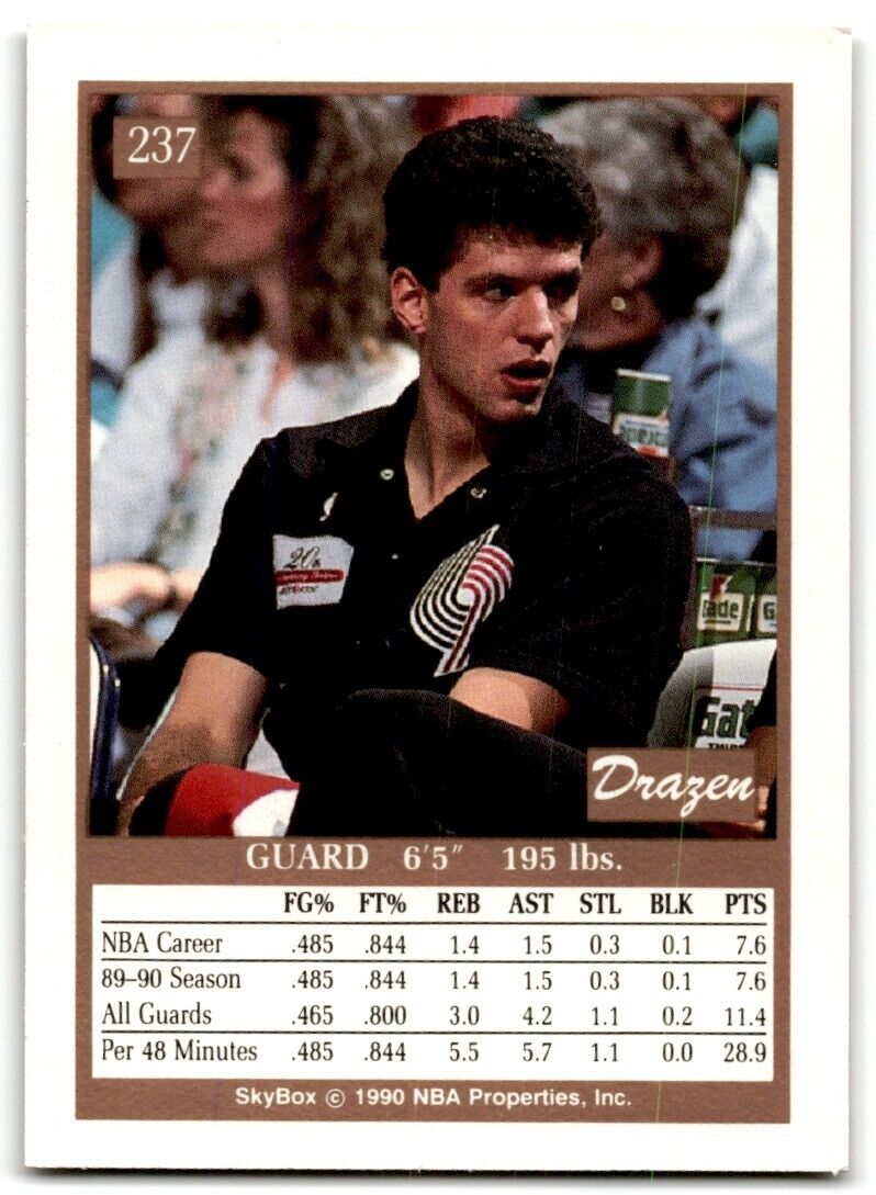 1990-91 SkyBox Drazen Petrovic Rookie Portland Trail Blazers #237