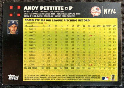 2007 Topps New York Yankees Andy Pettitte New York Yankees #NYY4