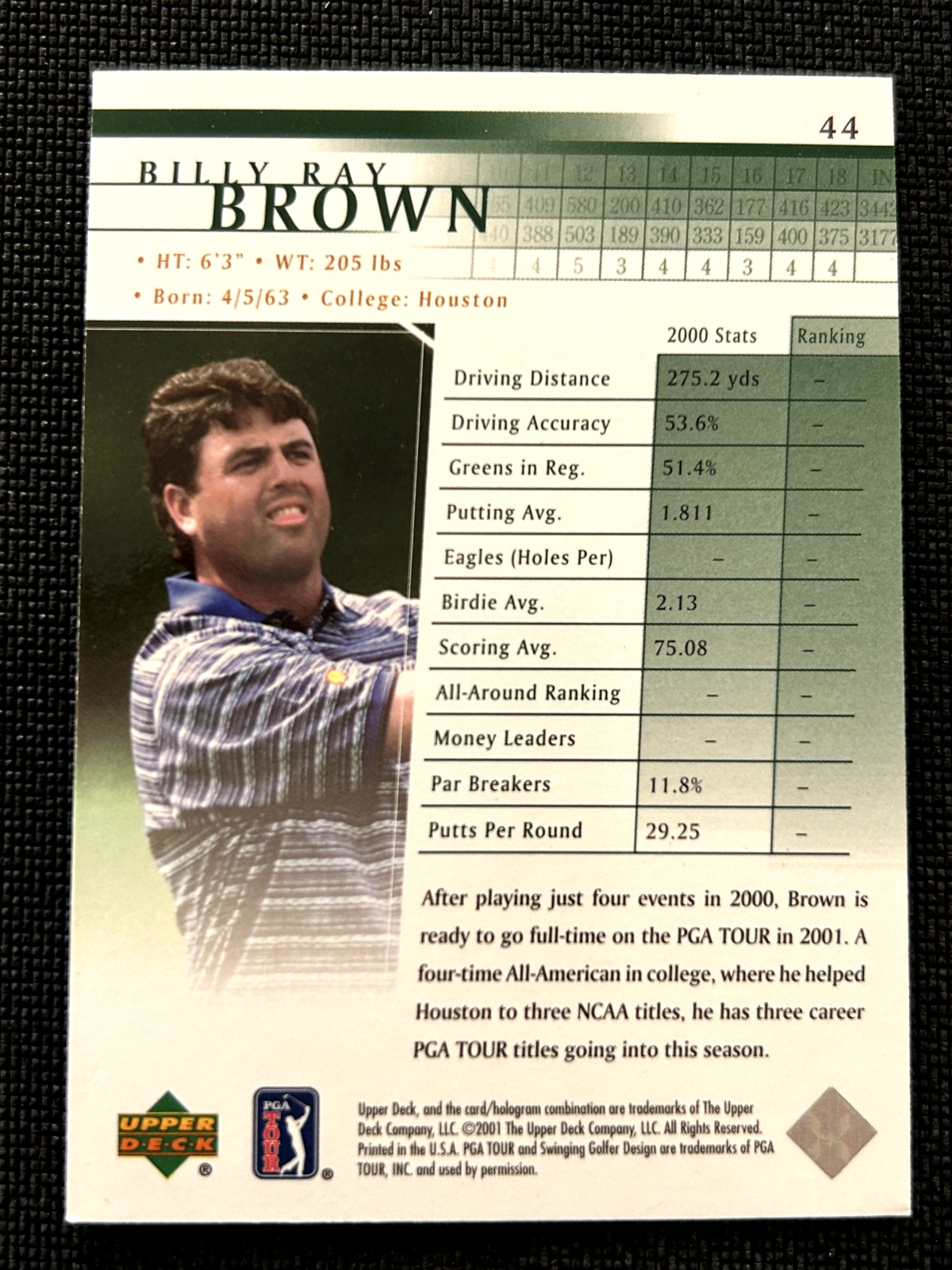 Billy Ray Brown 2011 Upper Deck golf #44