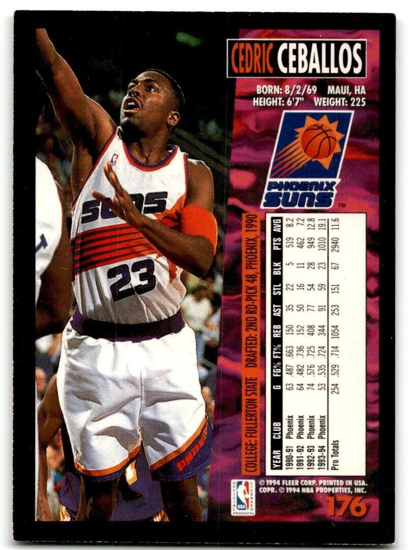 1994-95 Fleer Cedric Ceballos Phoenix Suns #176