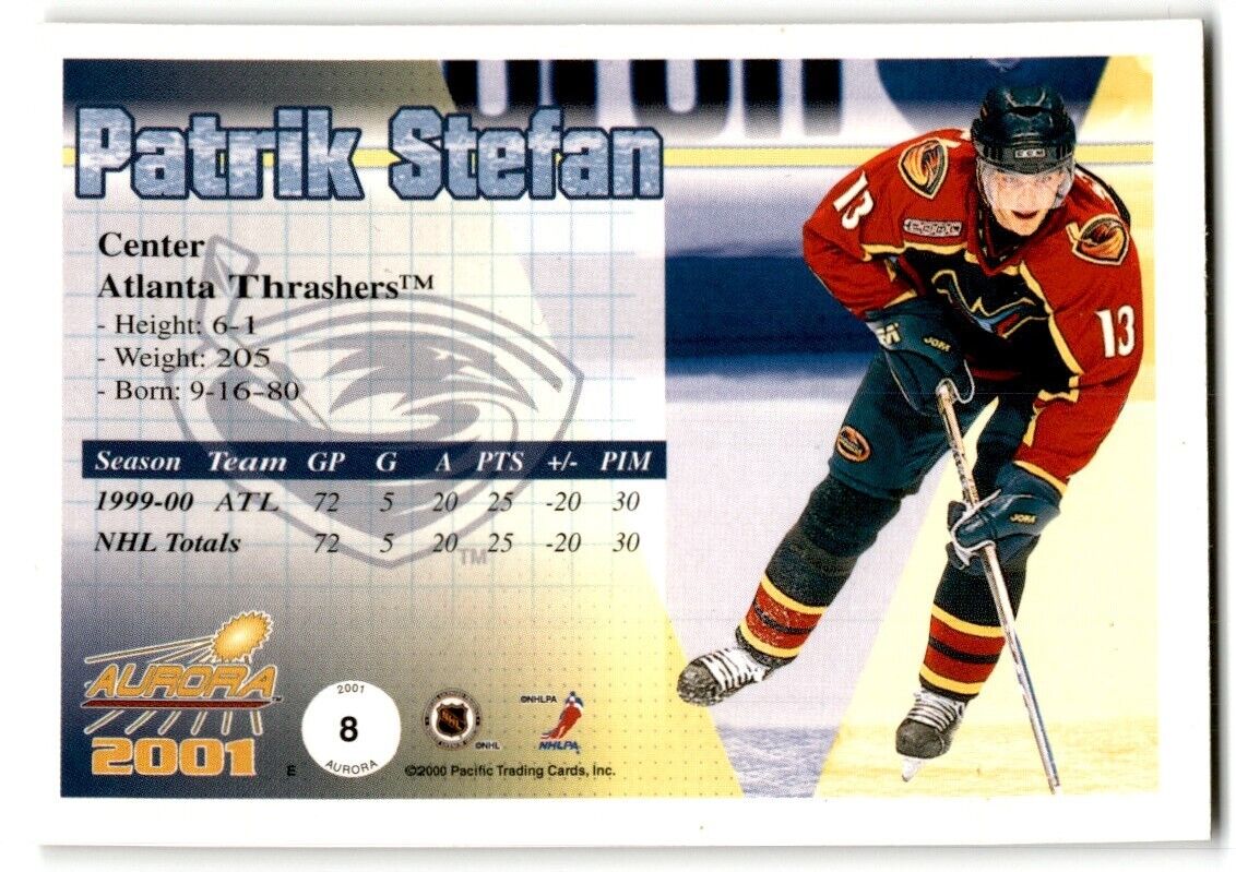 2000-01 Pacific Aurora Patrik Stefan Atlanta Thrashers #8