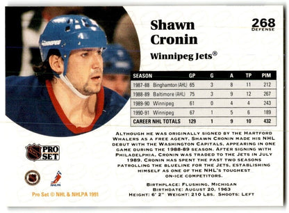 1991-92 Pro Set Shawn Cronin Winnipeg Jets #268