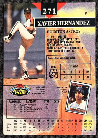 1993 Topps Stadium Club Xavier Hernandez Houston Astros #271