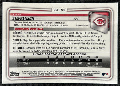 2020 Bowman Chrome Prospects Mojo Tyler Stephenson Cincinnati Reds #BCP-228