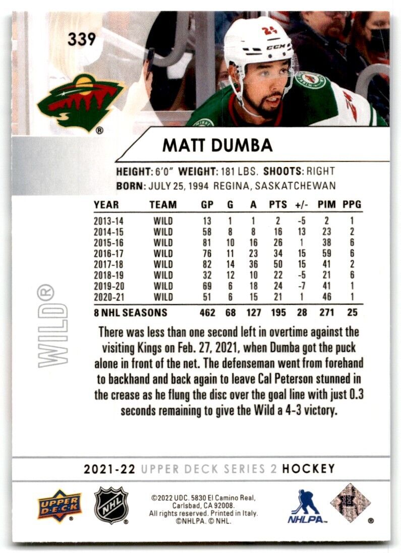 2021-22 Upper Deck Matt Dumba Minnesota Wild #339