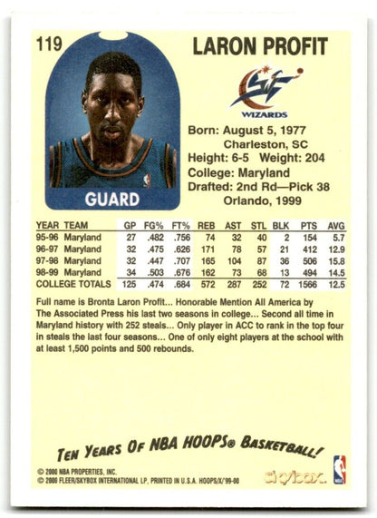 1999-00 Hoops Decade Laron Profit Rookie Washington Wizards #119