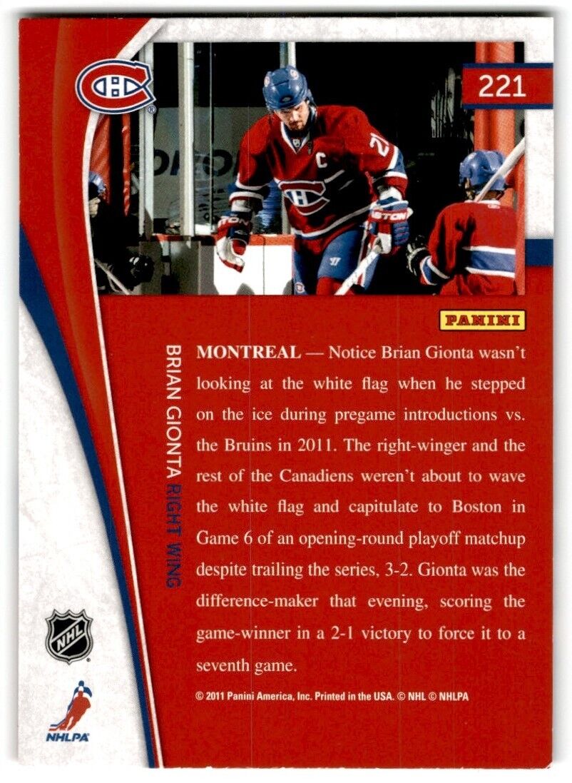 2011-12 Panini Pinnacle Brian Gionta Montreal Canadiens #221