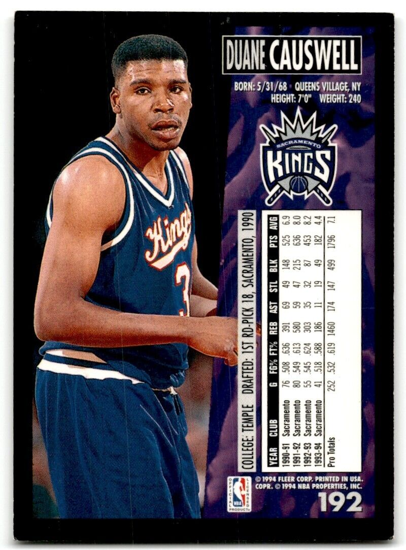 1994-95 Fleer Duane Causwell Sacramento Kings #192