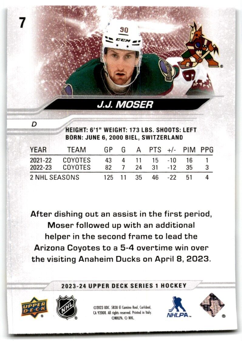 2023-24 Upper Deck J.J. Moser Arizona Coyotes #7