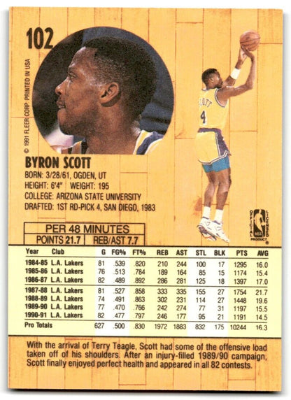 1991-92 Fleer Byron Scott Los Angeles Lakers #102