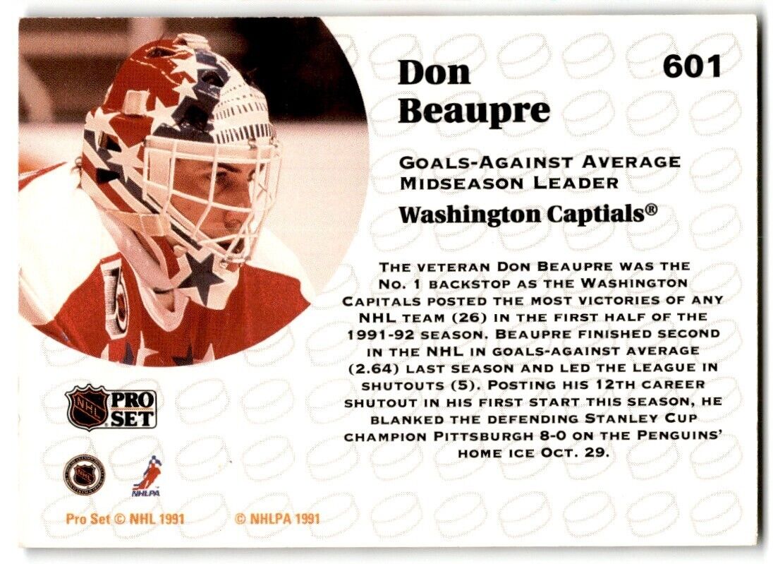 1991-92 Pro Set French Don Beaupre Washington Capitals #601