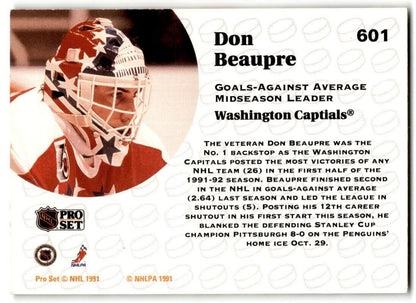 1991-92 Pro Set French Don Beaupre Washington Capitals #601