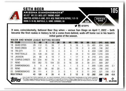 2023 Topps Seth Beer Arizona Diamondbacks #105