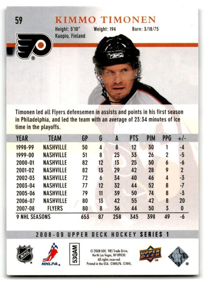 2008-09 Upper Deck Kimmo Timonen Philadelphia Flyers #59