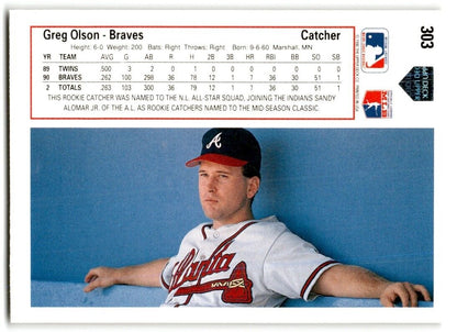 1991 Upper Deck Greg Olson Atlanta Braves #303