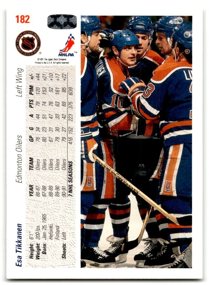 1991-92 Upper Deck Esa Tikkanen Edmonton Oilers #182