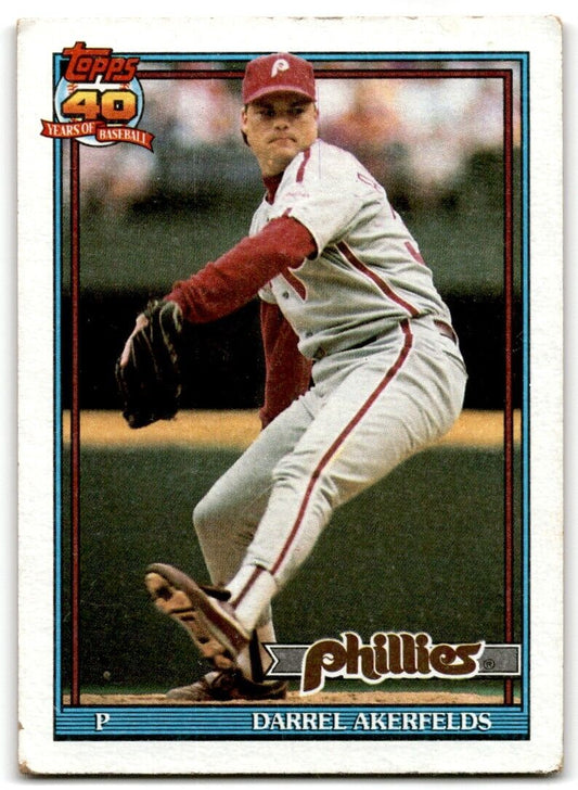 1991 Topps Darrel Akerfelds Philadelphia Phillies #524