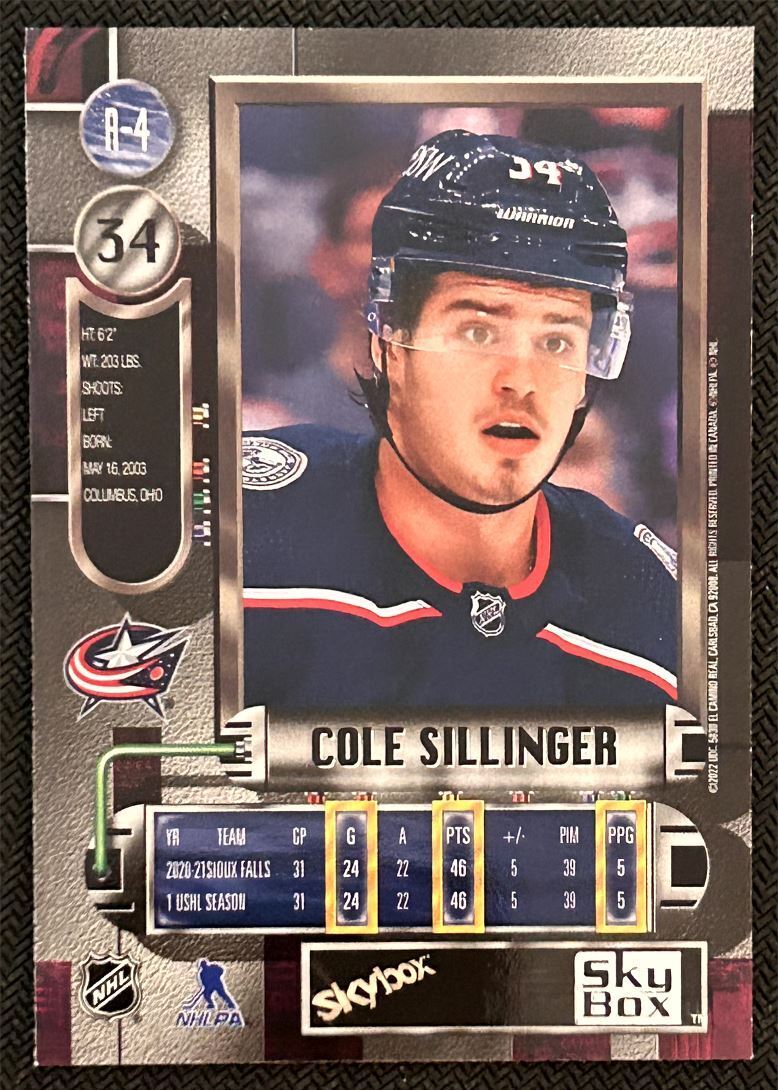 2019-20 Skybox Metal Universe Cole Sillinger Columbus Blue Jackets #R-4