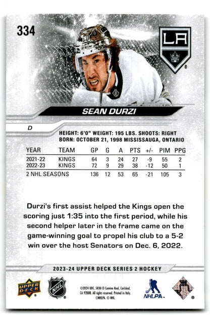 2023-24 Upper Deck Sean Durzi Los Angeles Kings #334