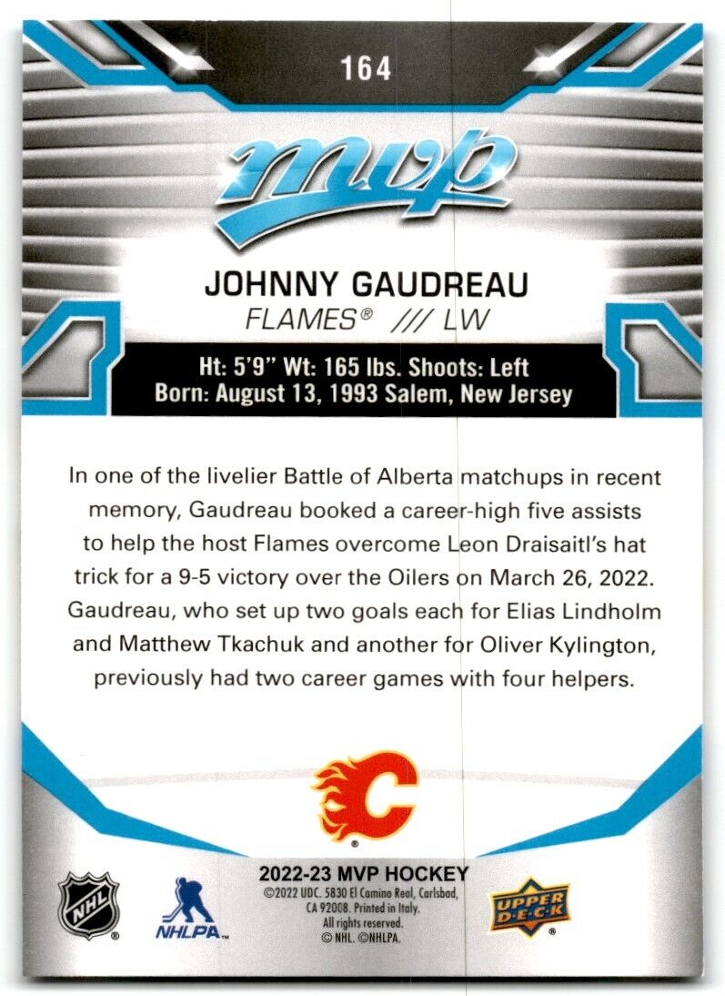 2022-23 Upper Deck MVP Johnny Gaudreau Calgary Flames #164