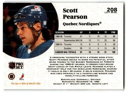 1991-92 Pro Set Scott Pearson Quebec Nordiques #208