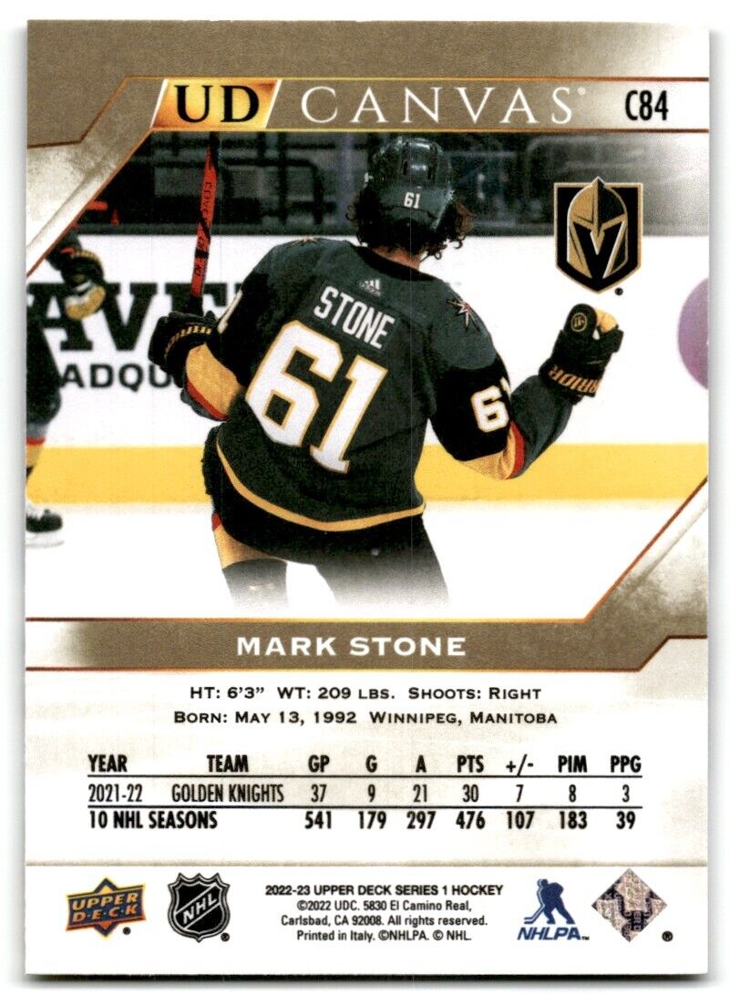 2021-22 Upper Deck UD Canvas Mark Stone Vegas Golden Knights #C84